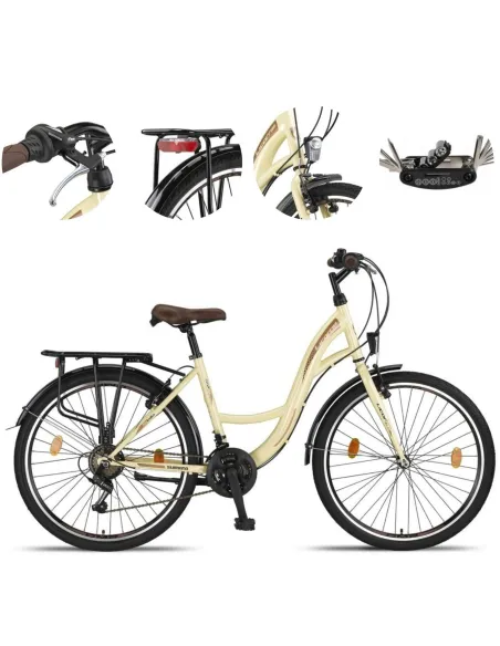 Rower Miejski Dziewczęcy 26 Revo Światła Stopka Błotniki Dzwonek Bagażnik