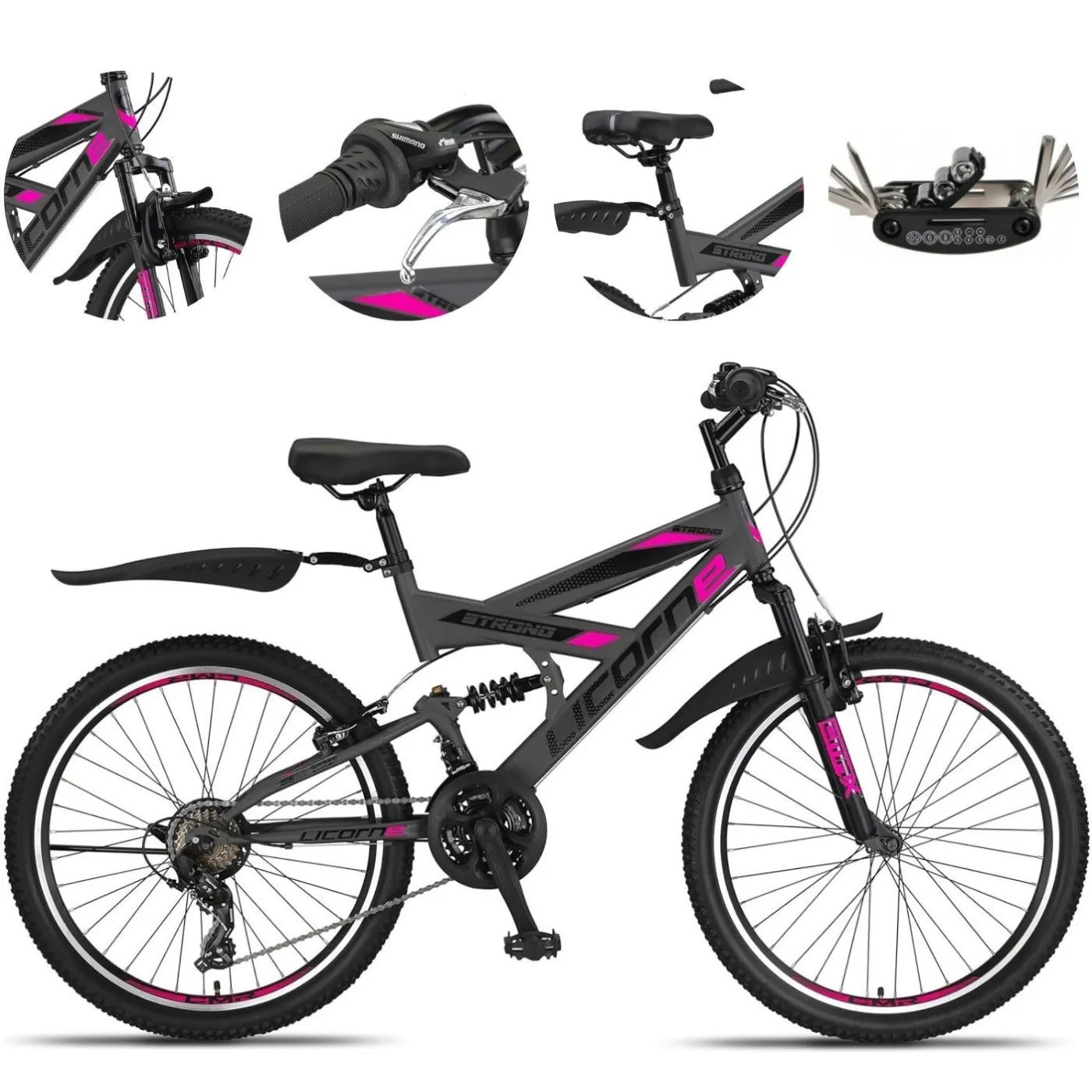 Rower Dziewczęcy Górski 24 MTB Amortyzacja Stopka Dzwonek Błotniki Odblaski