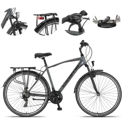 Rower Trekkingowy 28 Stal Męski Cyngle Dzwonek Błotniki Bagażnik Światła