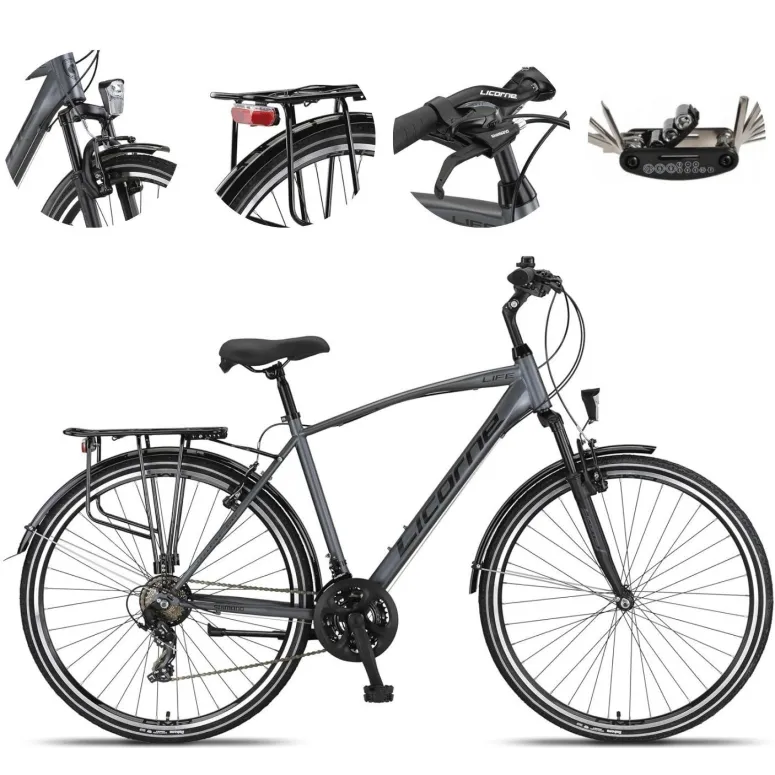 Rower Trekkingowy 28 Stal Męski Cyngle Dzwonek Błotniki Bagażnik Światła