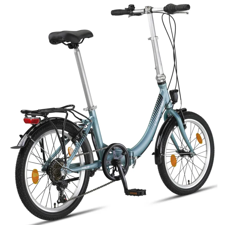 Rower Składany Miejski 20 Damski Męski Składak ALU 6 Bieg Bagażnik Światła