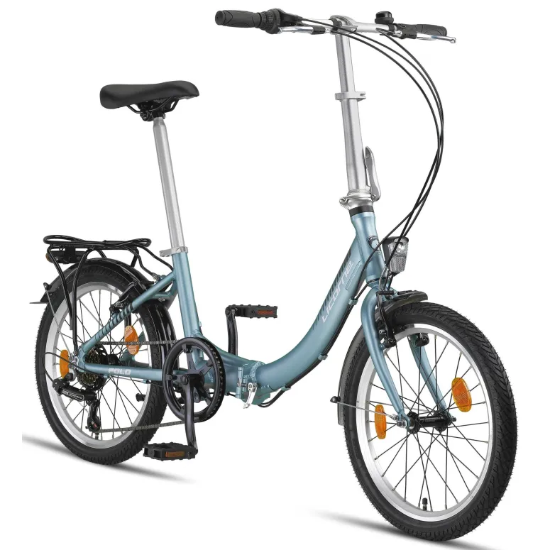 Rower Składany Miejski 20 Damski Męski Składak ALU 6 Bieg Bagażnik Światła