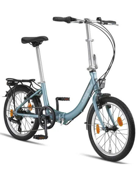 Rower Składany Miejski 20 Damski Męski Składak ALU 6 Bieg Bagażnik Światła