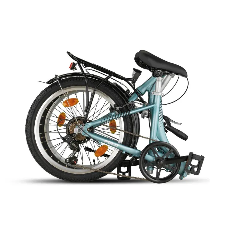 Rower Składany Miejski 20 Damski Męski Składak ALU 6 Bieg Bagażnik Światła