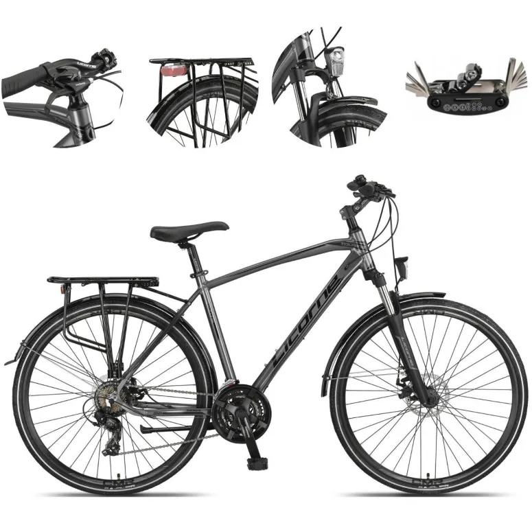 Rower Męski Trekkingowy 28 Alu Tarcze Amortyzacja Bagażnik Światła Cyngle