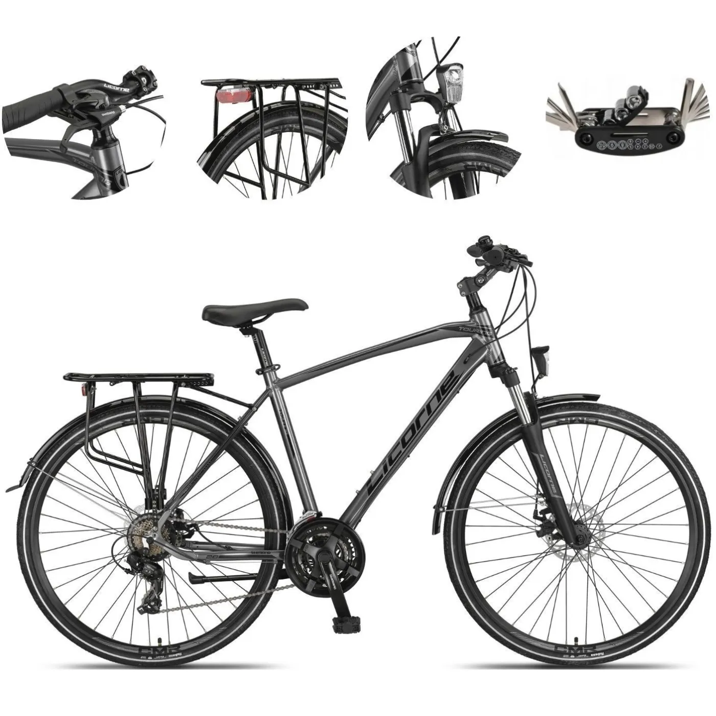 Rower Męski Trekkingowy 28 Alu Tarcze Amortyzacja Bagażnik Światła Cyngle