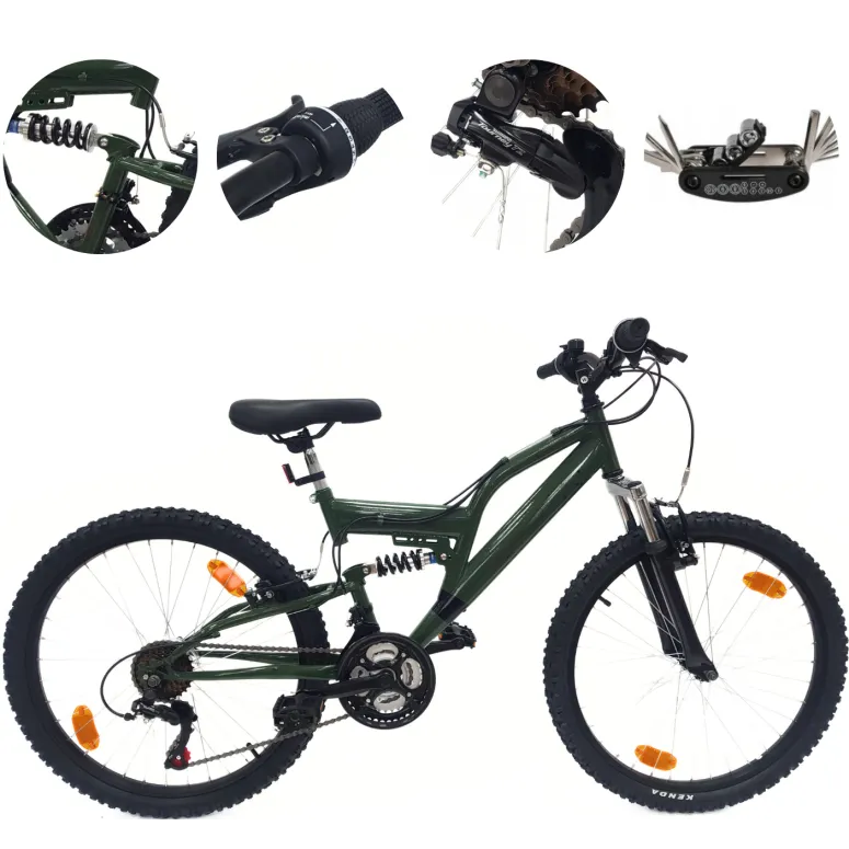 Rower Górski Dziecięcy 24 Stalowy MTB Amortyzacja Micro Odblaski Dzwonek