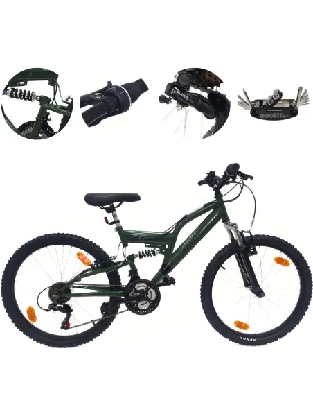 Rower Górski Dziecięcy 24 Stalowy MTB Amortyzacja Micro Odblaski Dzwonek