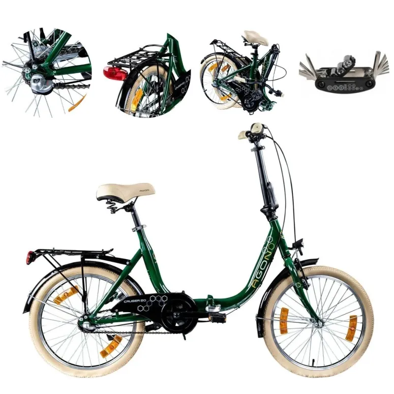 Rower Miejski Składany 20 Nexus 3 Kontra Dzwonek Światła Stopka Bagażnik