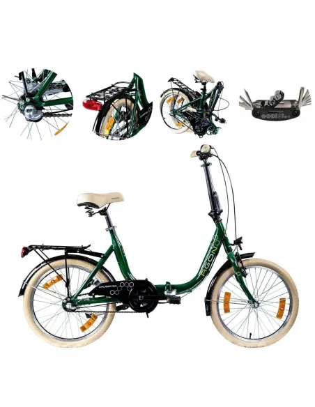 Rower Miejski Składany 20 Nexus 3 Kontra Dzwonek Światła Stopka Bagażnik