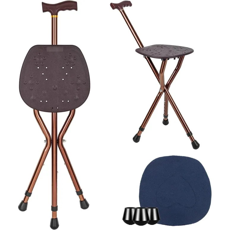 Laska Składana Z Siedziskiem Męska Dla Seniora Lingthin Regulowana 120kg