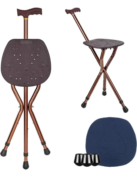 Laska Składana Z Siedziskiem Męska Dla Seniora Lingthin Regulowana 120kg