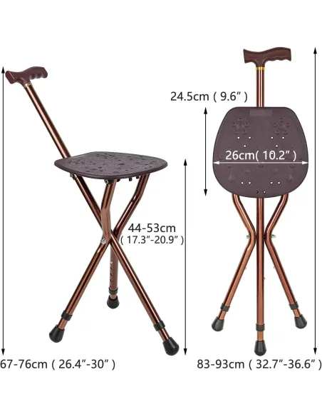 Laska Składana Z Siedziskiem Męska Dla Seniora Lingthin Regulowana 120kg