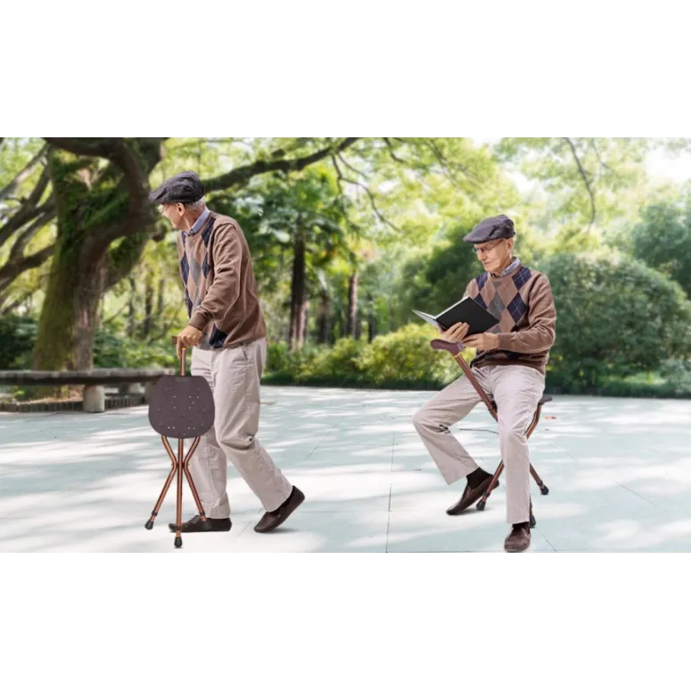 Laska Składana Z Siedziskiem Męska Dla Seniora Lingthin Regulowana 120kg