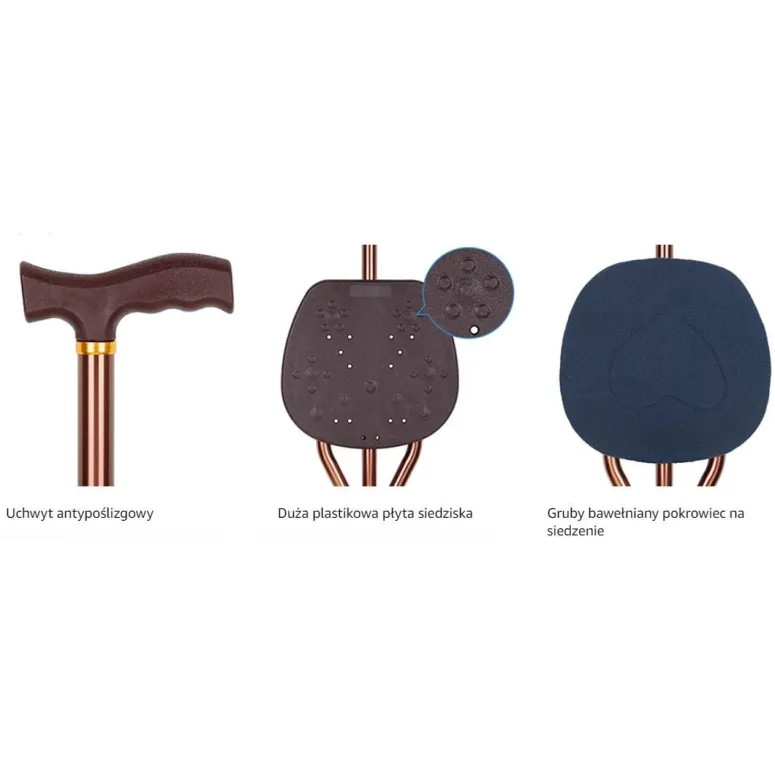 Laska Składana Z Siedziskiem Męska Dla Seniora Lingthin Regulowana 120kg