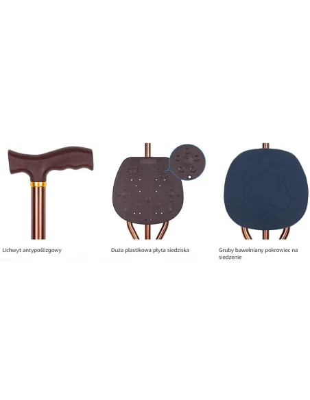 Laska Składana Z Siedziskiem Męska Dla Seniora Lingthin Regulowana 120kg