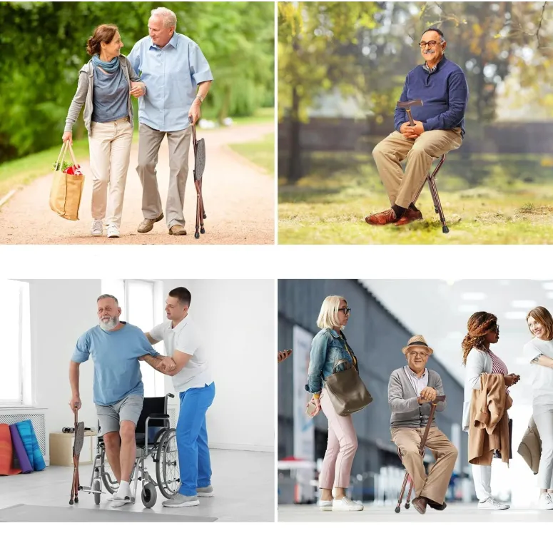 Laska Składana Z Siedziskiem Męska Dla Seniora Lingthin Regulowana 120kg