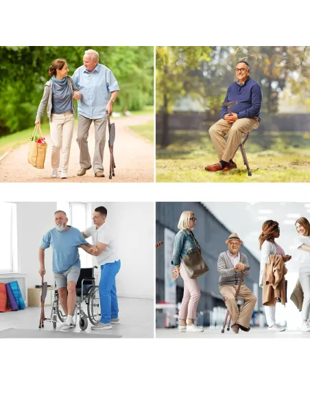 Laska Składana Z Siedziskiem Męska Dla Seniora Lingthin Regulowana 120kg