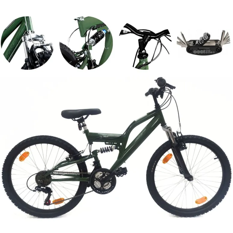 Rower Górski Dziecięcy 24 MTB Dzwonek 18 Biegów Uniwersalny Góral V-brake