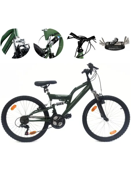 Rower Górski Dziecięcy 24 MTB Dzwonek 18 Biegów Uniwersalny Góral V-brake