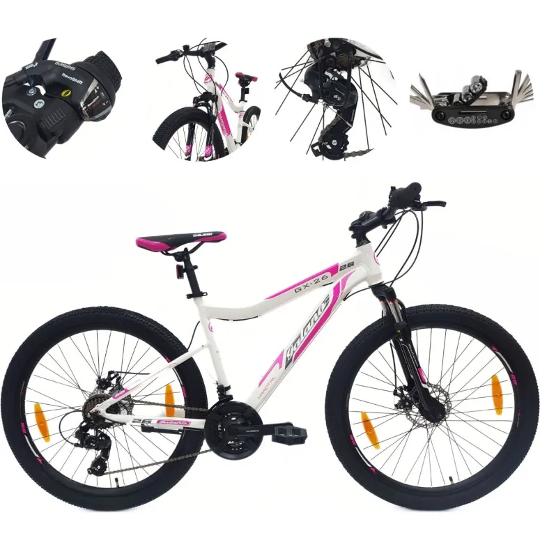 Rower Górski Damski 26 Alu MTB Młodzieżowy Tarcze Revo Amortyzacja Dzwonek