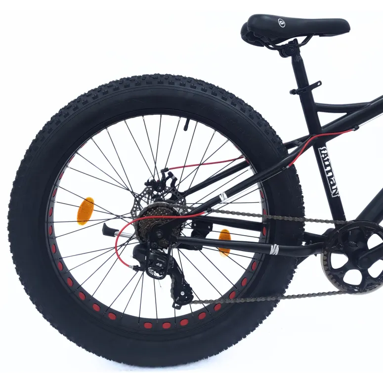 Rower Młodzieżowy Fatbike 26 Stal Unisex 7 Biegów Tarcze Cyngle Odblaski
