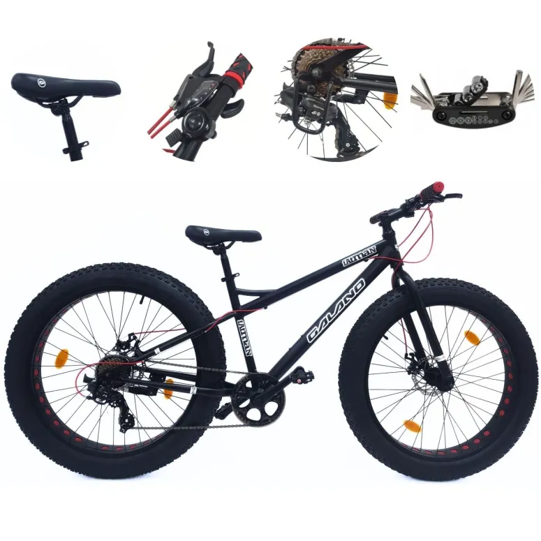 Rower Młodzieżowy Fatbike 26 Stal Unisex 7 Biegów Tarcze Cyngle Odblaski