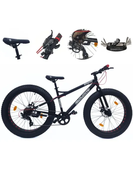 Rower Młodzieżowy Fatbike 26 Stal Unisex 7 Biegów Tarcze Cyngle Odblaski