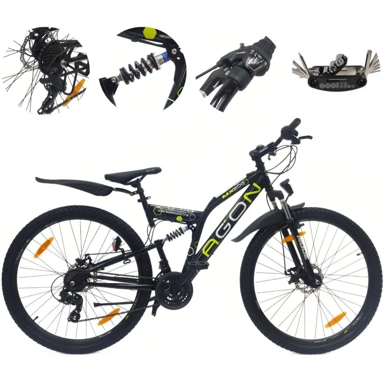 Rower Górski MTB 29 Stal Męski Damski Pełna Amortyzacja Tarcze Światła