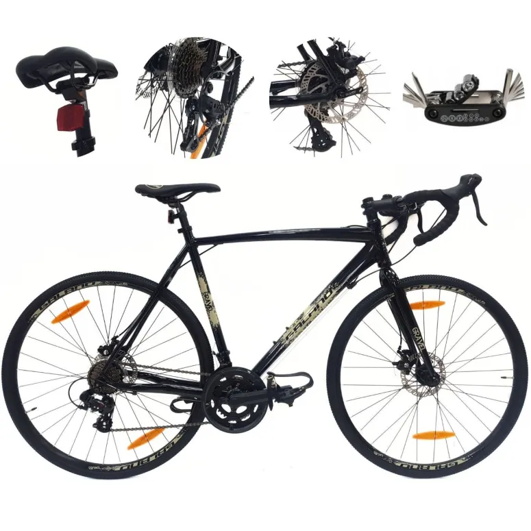 Rower Szosowy Uniwersalny 28 ALU Tarcze 14 Biegów Dzwonek Przełajowy Gravel