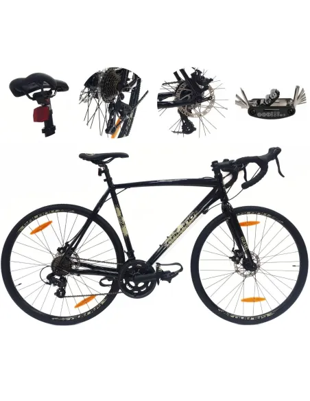 Rower Szosowy Uniwersalny 28 ALU Tarcze 14 Biegów Dzwonek Przełajowy Gravel