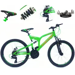 Rower Górski Dziecięcy 24 Młodzieżowy Pełna Amortyzacja Tarcze Microshift