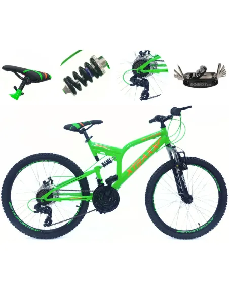 Rower Górski Dziecięcy 24 Młodzieżowy Pełna Amortyzacja Tarcze Microshift