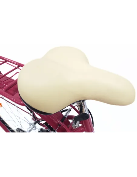 Rower Miejski 28 Damski 6 biegów V-brake Malinowy Połysk Dynamo Dzwonek