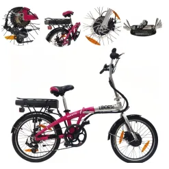 Elektryczny Rower Składany 20 Alu Wspomaganie Błotniki Dzwonek Bagaż Stopka