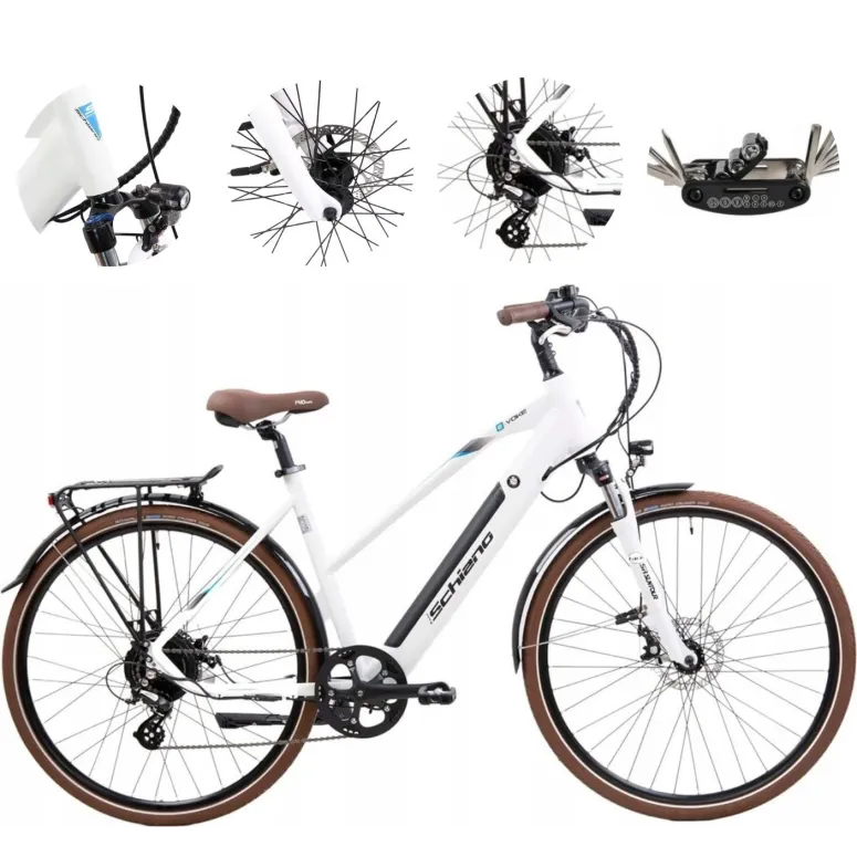 Elektryczny Rower Miejski 28 Alu Tarcze Wspomaganie Bagażnik Dzwonek