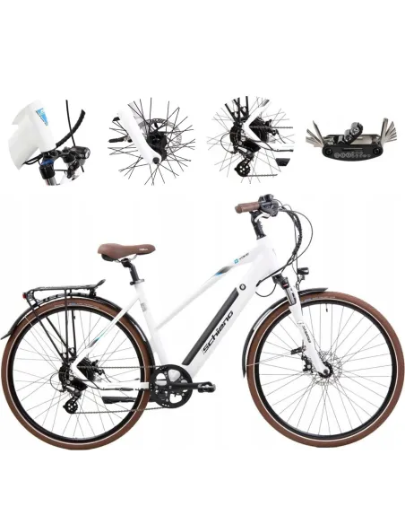 Elektryczny Rower Miejski 28 Alu Tarcze Wspomaganie Bagażnik Dzwonek