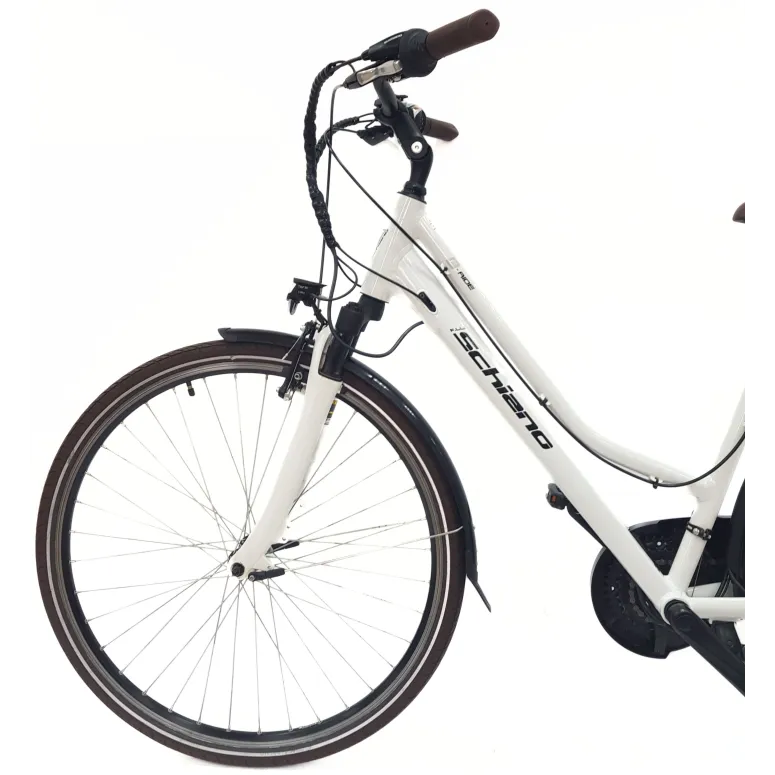 Elektryczny Rower Miejski Damski 28 Błotniki Oświetlenie Bagażnik Dzwonek