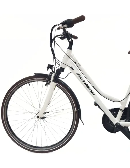 Elektryczny Rower Miejski Damski 28 Błotniki Oświetlenie Bagażnik Dzwonek
