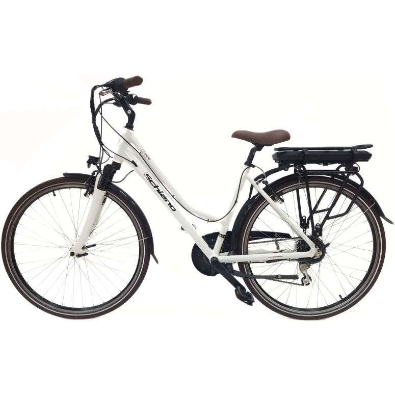 Elektryczny Rower Miejski Damski 28 Błotniki Oświetlenie Bagażnik Dzwonek