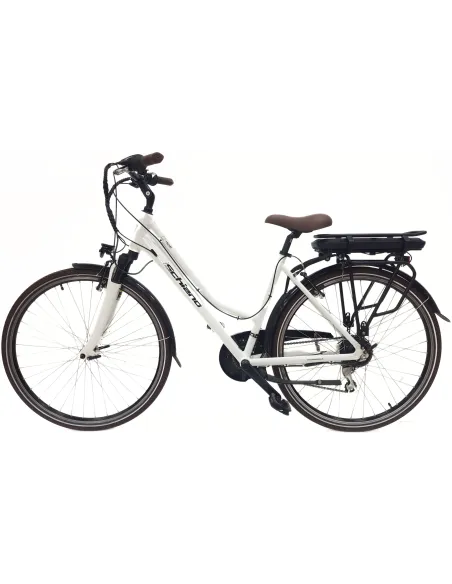 Elektryczny Rower Miejski Damski 28 Błotniki Oświetlenie Bagażnik Dzwonek