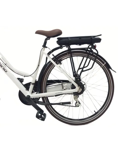 Elektryczny Rower Miejski Damski 28 Błotniki Oświetlenie Bagażnik Dzwonek