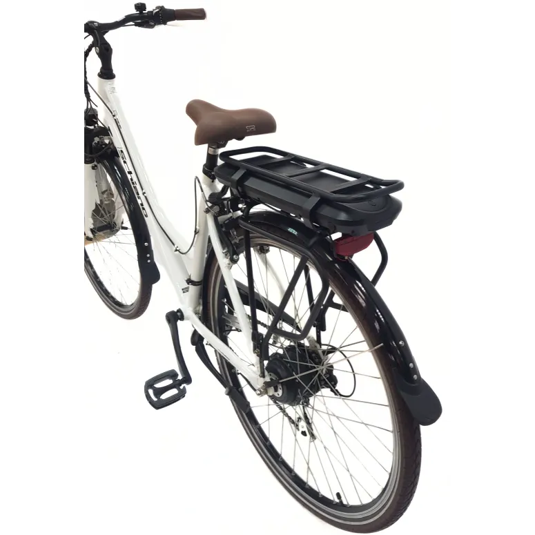Elektryczny Rower Miejski Damski 28 Błotniki Oświetlenie Bagażnik Dzwonek