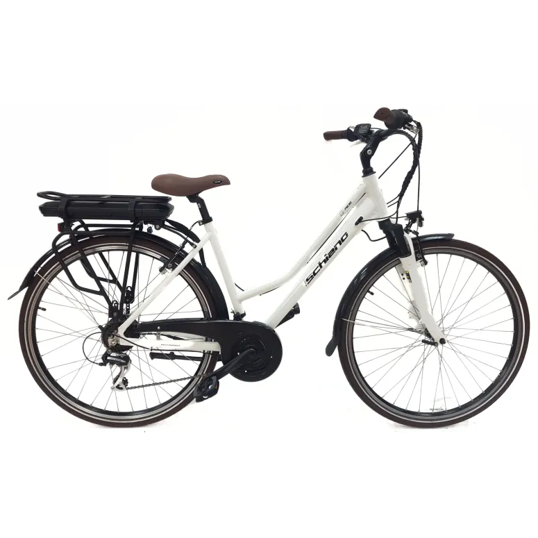 Elektryczny Rower Miejski Damski 28 Błotniki Oświetlenie Bagażnik Dzwonek