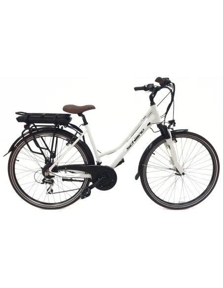 Elektryczny Rower Miejski Damski 28 Błotniki Oświetlenie Bagażnik Dzwonek
