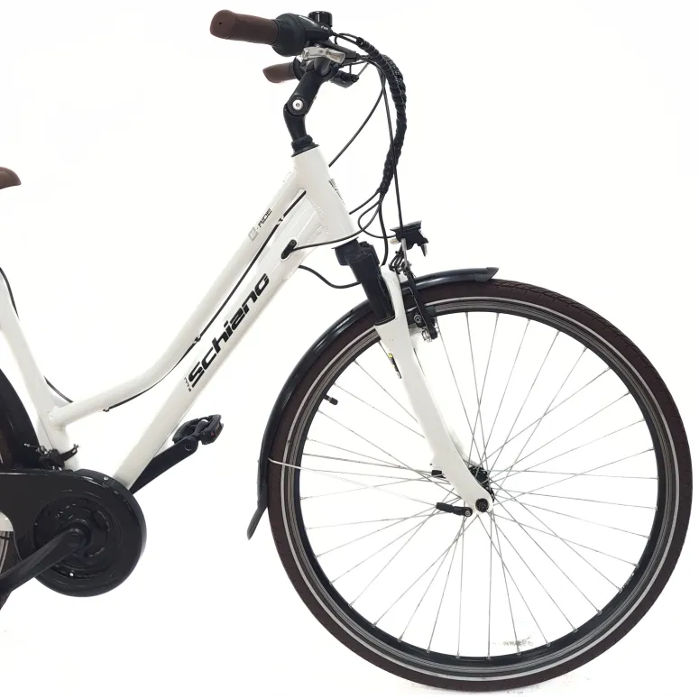 Elektryczny Rower Miejski Damski 28 Błotniki Oświetlenie Bagażnik Dzwonek