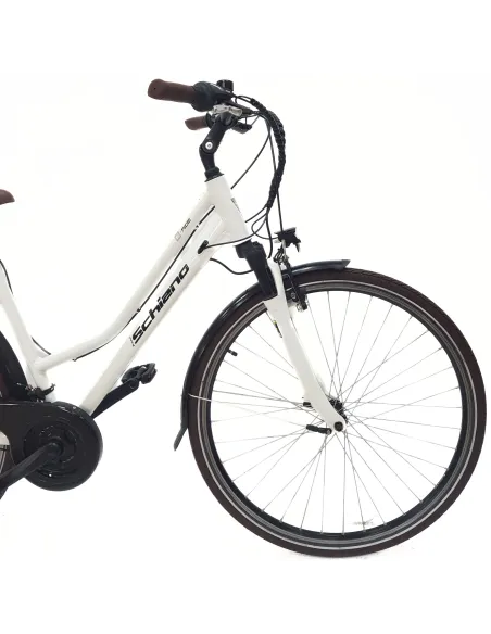 Elektryczny Rower Miejski Damski 28 Błotniki Oświetlenie Bagażnik Dzwonek