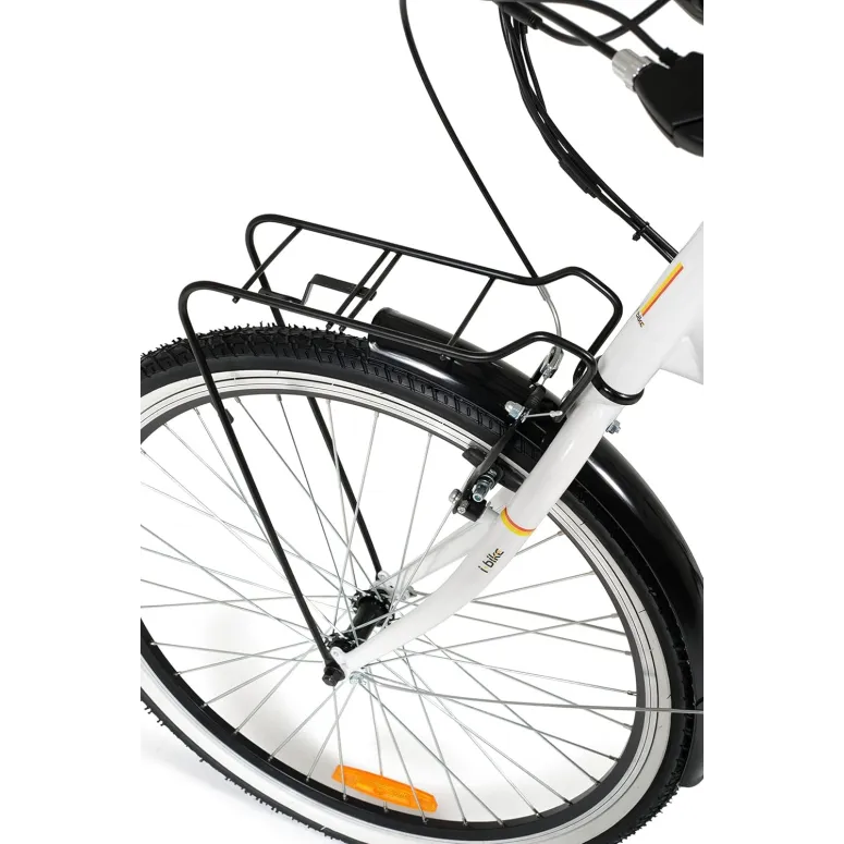 Elektryczny Rower Miejski 26 Wspomaganie Błotniki Bagażnik Światła Dzwonek