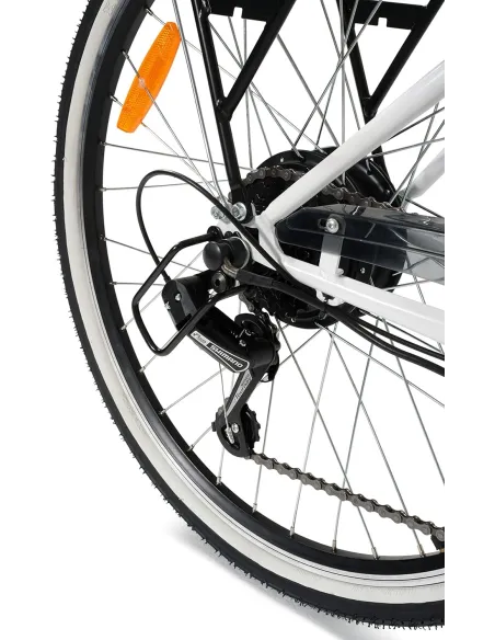 Elektryczny Rower Miejski 26 Wspomaganie Błotniki Bagażnik Światła Dzwonek