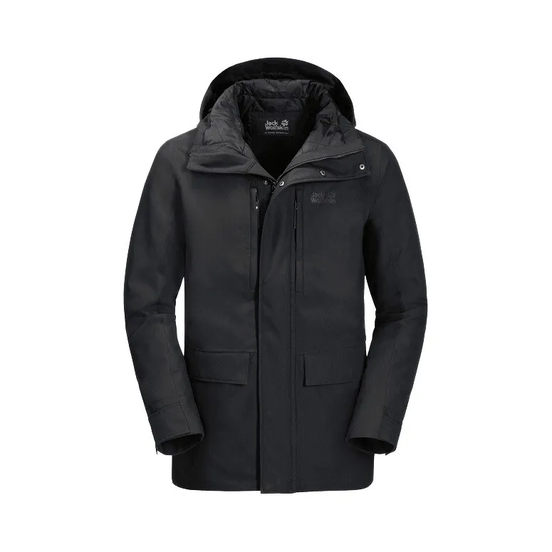 Kurtka Męska Jack Wolfskin West Coast Zimowa Z Kapturem Membrana Czarna XL